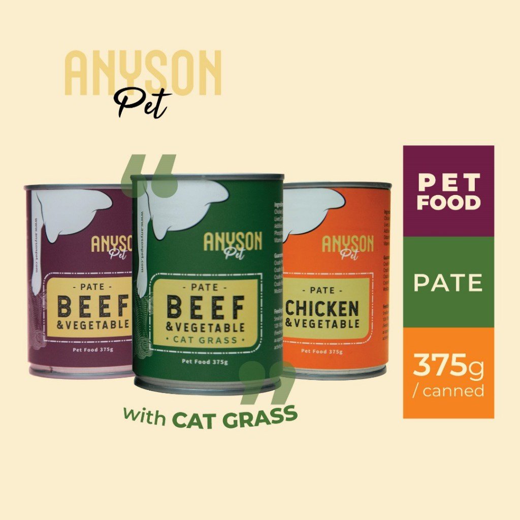 Anyson Pet Canned Wet Cat Food With Cat Grass 375g